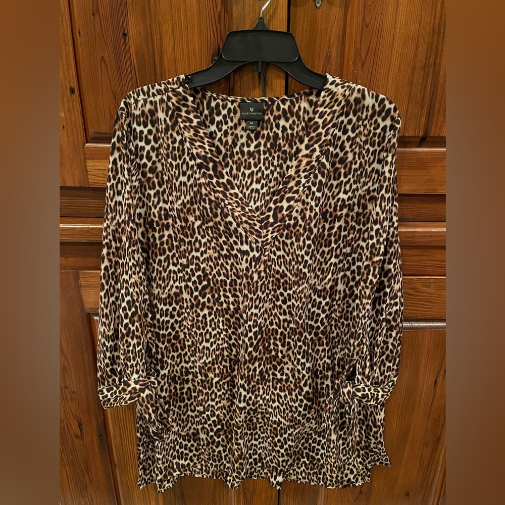 Worthington animal print pullover tunic blouse sz XL